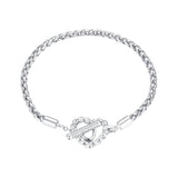 925 Sterling Silver 3.0mm Plated Platinum Bracelet Size 17.0 for Women