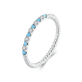 925 Sterling Silver White Gold Plated Turquoise Ring Size 6.0 for Women