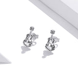 925 Sterling Silver & Oxidized Silver Earrings for Women - 1.3*0.6cm