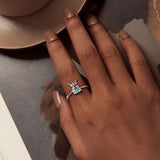 925 Sterling Silver Enamel Pavé CZ Ring