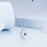 925 Sterling Silver Necklace with Pavé Setting CZ and Spinel Pendant