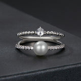 925 Sterling Silver & Moissanite Ring with Freshwater Pearl - Size 6 - Women's Jewelry