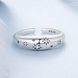 925 Sterling Silver Ring with Pavé Setting CZ, Width 2.2-5.8mm, Oxidized Silver, Women's Ring