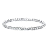 925 Sterling Silver White Gold Plated 16cm Stretchable CZ Bracelet for Women