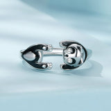 925 Sterling Silver Enamel Process Pavé Setting CZ Ring for Women