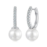 925 Sterling Silver Moissanite 0.15 Carat Earrings with Quality Shell Pearl for Women