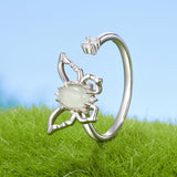 925 Sterling Silver & Natural Jade Pavé Setting Ring for Women