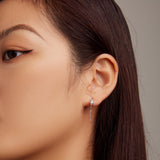 925 Sterling Silver Earrings with Pavé Setting and Platinum Plating, 2.7 x 0.6 cm for Women