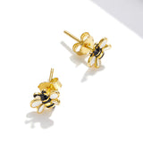 925 Sterling Silver Enamel Plated Gold Earrings