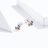 925 Sterling Silver Plated Platinum Earrings 0.5x0.6cm
