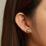 925 Sterling Silver Earrings with CZ and Oxidized Finish for Women