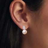 925 Sterling Silver 0.023 Carat Moissanite & Freshwater Pearl Earrings for Women