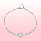 925 Sterling Silver Adjustable Bracelet with Translucent Opal and CZ for Women