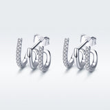 S925 Sterling Silver Platinum Plated Pavé Setting CZ Earrings
