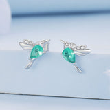 925 Sterling Silver Transparent Glass Earrings with CZ for Women