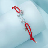 925 Sterling Silver White Gold Plated Adjustable Bracelet with Cotton Cord for Women