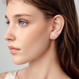 925 Sterling Silver Earrings with Pavé Setting CZ - Oxidized Silver, 1.1cm for Women