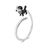 925 Sterling Silver Enamel Oxidized Silver Ring for Dogs