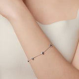 925 Sterling Silver Plated White Gold 17+3.5cm Heart-Shaped Bracelet for Women