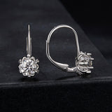 925 Sterling Silver Moissanite Earrings with CZ in White Gold, 1.8cm for Women