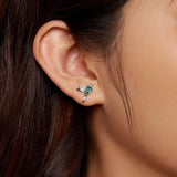 925 Sterling Silver Transparent Glass Earrings with CZ for Women
