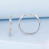 925 Sterling Silver White Gold Plated Hoop Earrings with CZ - 2.0cm