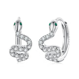 925 Sterling Silver Hoop Earrings with White Gold Plating and CZ Stones