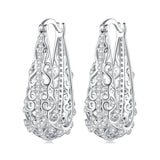 925 Sterling Silver Earrings with Pavé Set CZ, 2.5cm x 0.8cm, for Women