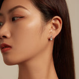 925 Sterling Silver Earrings with CZ Pavé Setting, 1.4*0.62cm for Women