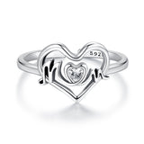925 Sterling Silver Heart-shaped CZ Ring for Women
