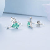 925 Sterling Silver Transparent Glass Earrings with CZ for Women
