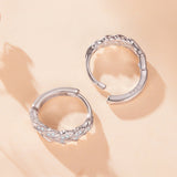 925 Sterling Silver Earrings with Pavé Setting CZ and White Gold Plating for Women