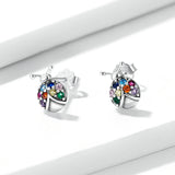 925 Sterling Silver Earrings with Oxidized Finish and Pavé Setting CZ