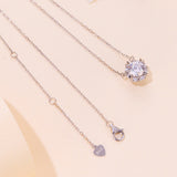 925 Sterling Silver Moissanite 1.0 Carat Necklace with Pavé Setting for Women