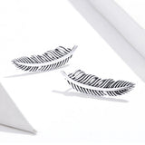 925 Sterling Silver Earrings - Oxidized Silver - 2.4cm x 0.7cm - Women