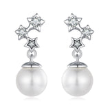 925 Sterling Silver Earrings with Quality Shell Pearl and CZ for Women
