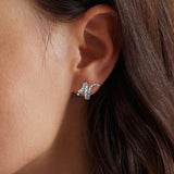 925 Sterling Silver Earrings with Pavé Setting CZ in Oxidized Finish