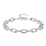 925 Sterling Silver White Gold Plated 15+6cm Adjustable Bracelet for Women
