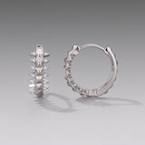 925 Sterling Silver White Gold Plated 1.6cm Pavé CZ Hoop Earrings for Women