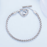 925 Sterling Silver 3.0mm Plated Platinum Bracelet Size 17.0 for Women