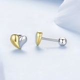 925 Sterling Silver & Plated Gold Earrings for Women - 0.5*0.6cm
