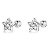 925 Sterling Silver Earrings with Pavé Setting CZ and Platinum Plating - 0.5cm for Women