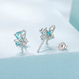 925 Sterling Silver White Gold Plated 1.0x0.7cm CZ Earrings for Women
