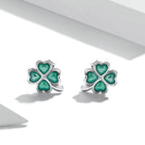 925 Sterling Silver Enamel Plated Platinum Earrings for Women