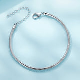 925 Sterling Silver Plated Platinum Bracelet with Adjustable Length for Women