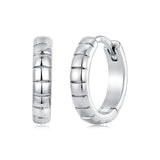 925 Silver White Gold Plated 1.4 x 0.3 cm Hoop Earrings for Women