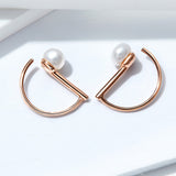 925 Sterling Silver Earrings in Rose Gold with Beads for Women