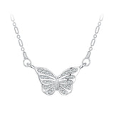 925 Sterling Silver Necklace with Pavé Setting CZ, Length 390+60mm, Pendant Size 8x15mm, for Women