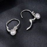 925 Sterling Silver & Moissanite 0.30 Carat Earring with Freshwater Pearl for Women