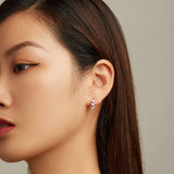 925 Sterling Silver Earrings with Transparent Glass for Women